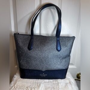 KATE SPADE SILVER GLITTER BLUE LEATHER TOTE/PURSE BAG